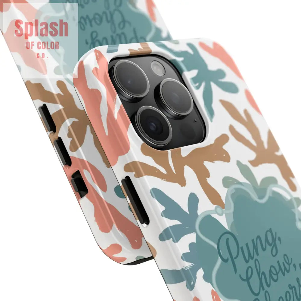 Mahjong Phone Case Coral Cheerful Design Pung Chow Cheers Mahj Gift - Phone Case