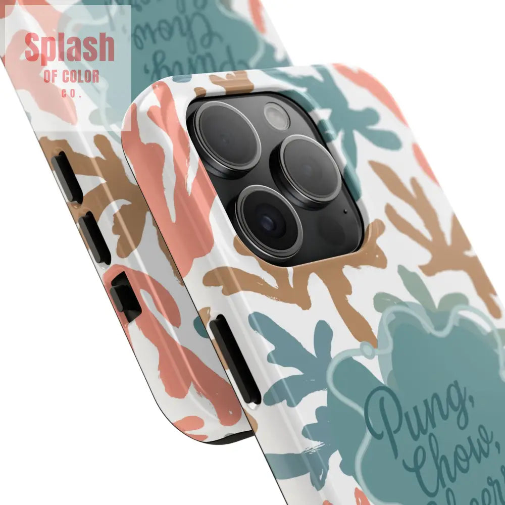 Mahjong Phone Case Coral Cheerful Design Pung Chow Cheers Mahj Gift - Phone Case