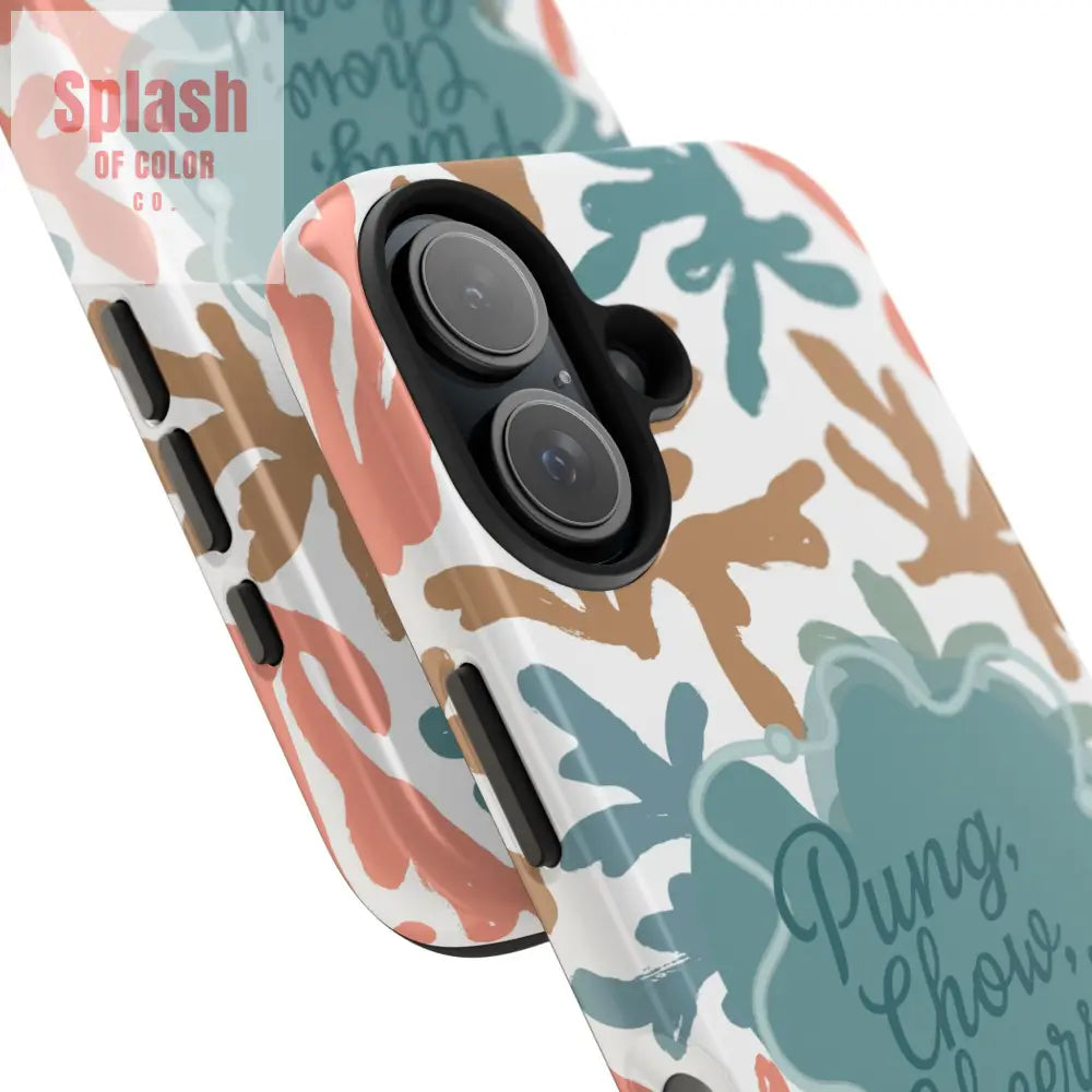 Mahjong Phone Case Coral Cheerful Design Pung Chow Cheers Mahj Gift - Phone Case