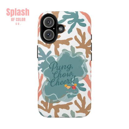 Mahjong Phone Case Coral Cheerful Design Pung Chow Cheers Mahj Gift - iPhone 16 - Phone Case