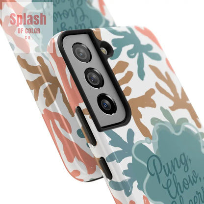 Mahjong Phone Case Coral Cheerful Design Pung Chow Cheers Mahj Gift - Phone Case