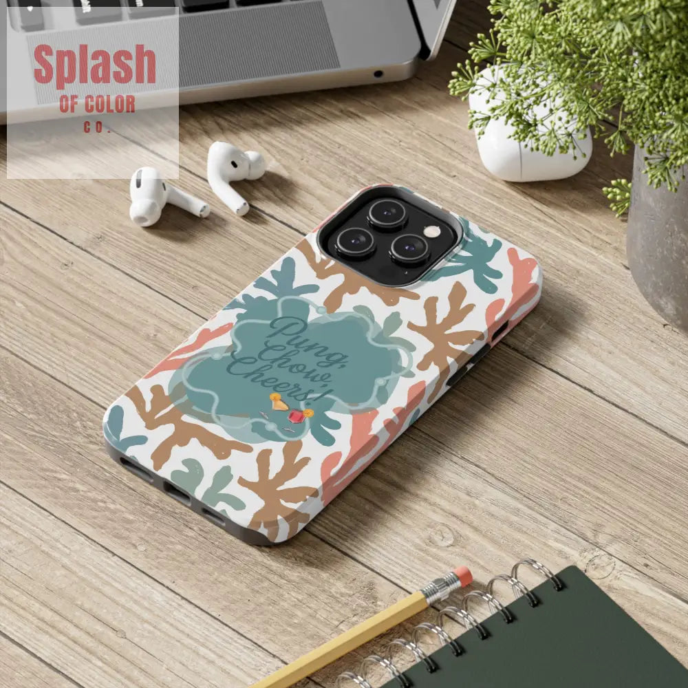 Mahjong Phone Case Coral Cheerful Design Pung Chow Cheers Mahj Gift - Phone Case
