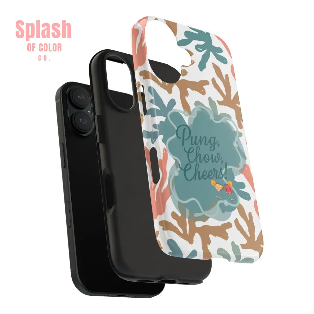 Mahjong Phone Case Coral Cheerful Design Pung Chow Cheers Mahj Gift - Phone Case