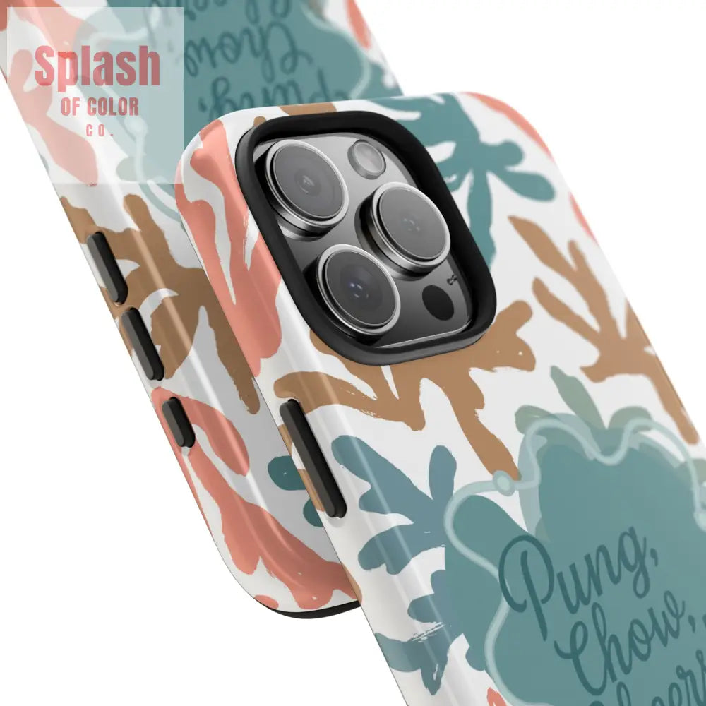 Mahjong Phone Case Coral Cheerful Design Pung Chow Cheers Mahj Gift - Phone Case