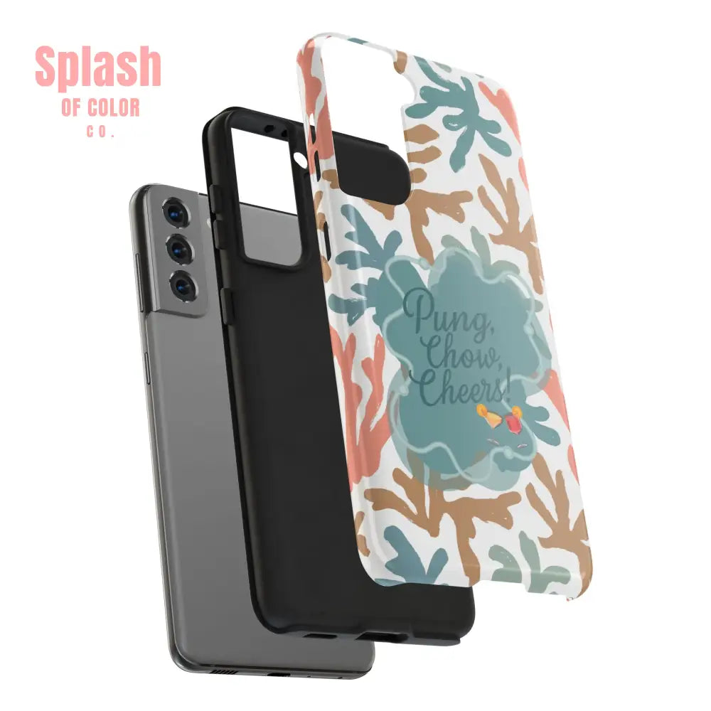 Mahjong Phone Case Coral Cheerful Design Pung Chow Cheers Mahj Gift - Phone Case