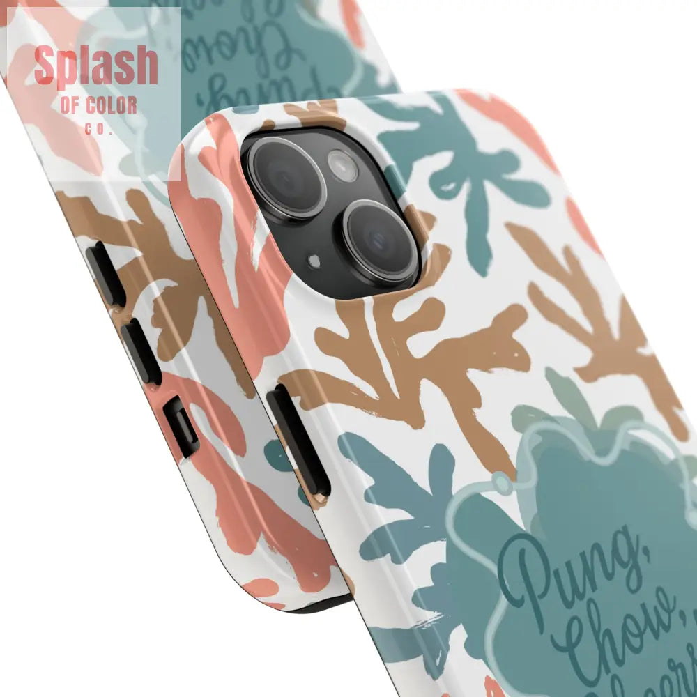 Mahjong Phone Case Coral Cheerful Design Pung Chow Cheers Mahj Gift - Phone Case