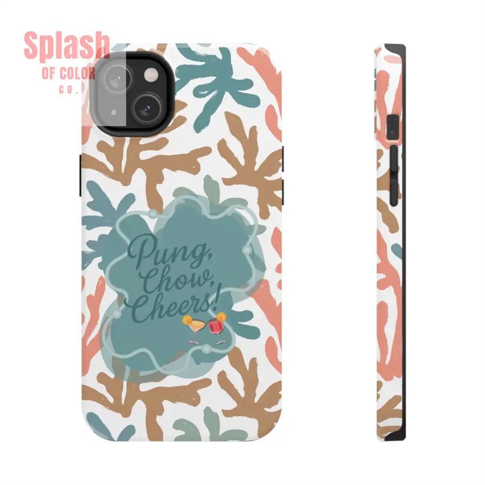 Mahjong Phone Case, Coral Cheerful Design, Pung Chow Cheers Mahj Gift - Splash of Color co.