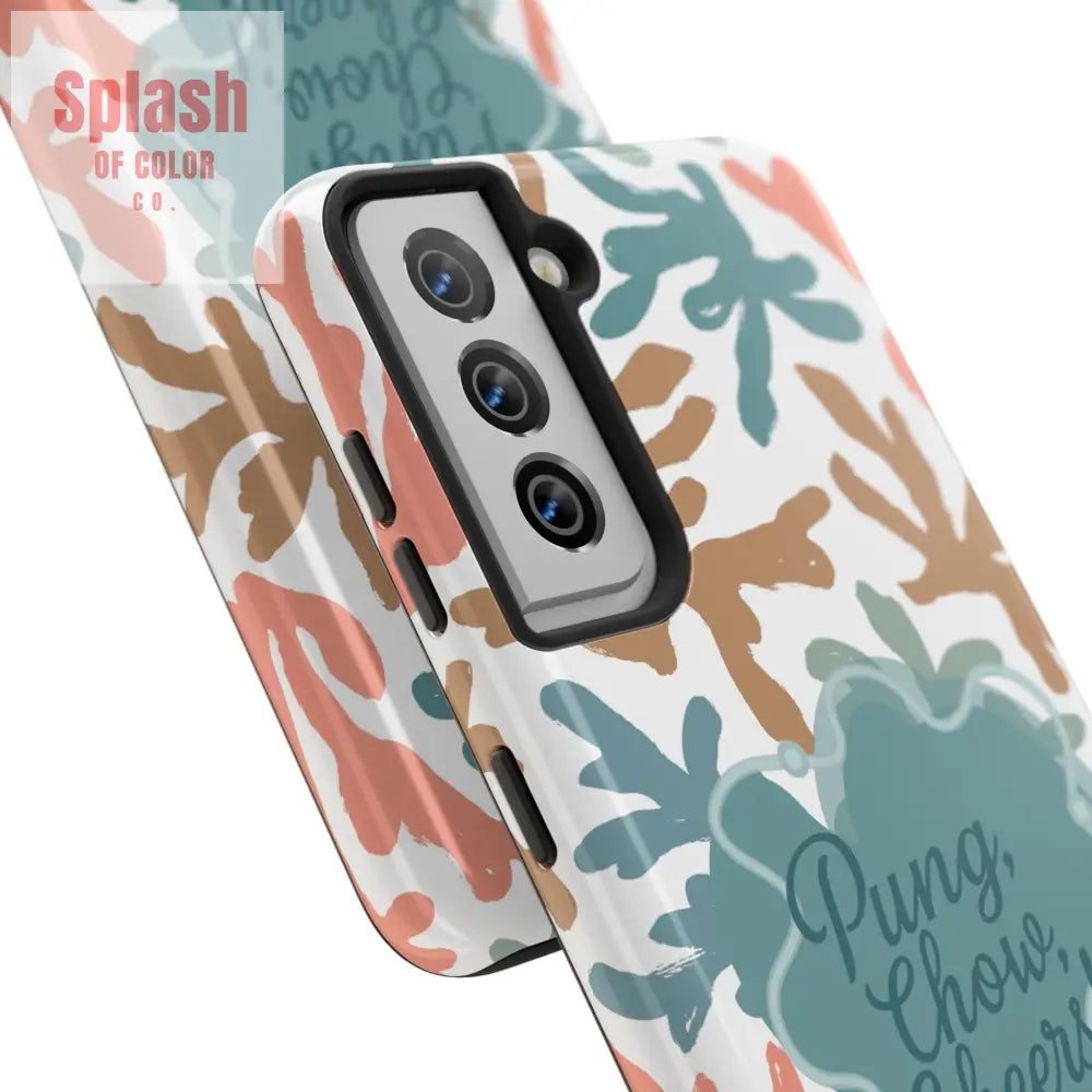 Mahjong Phone Case Coral Cheerful Design Pung Chow Cheers Mahj Gift - Phone Case