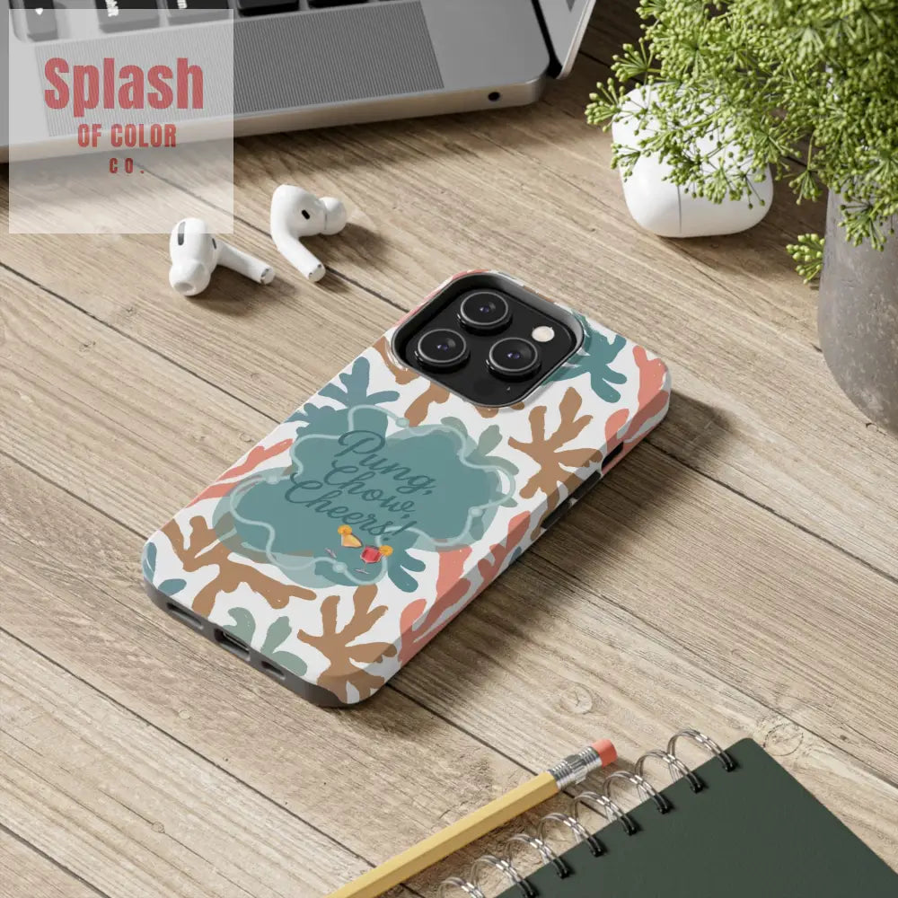 Mahjong Phone Case Coral Cheerful Design Pung Chow Cheers Mahj Gift - Phone Case