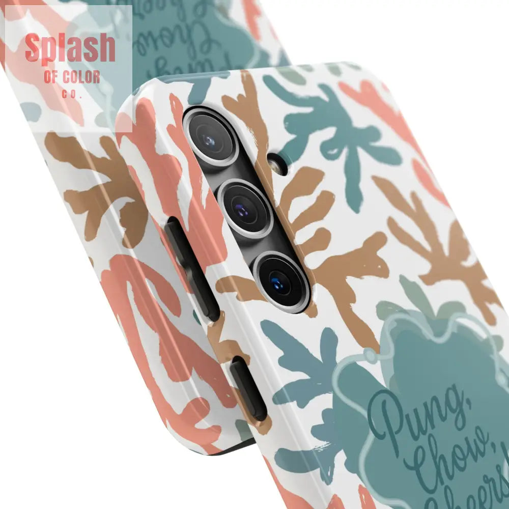 Mahjong Phone Case Coral Cheerful Design Pung Chow Cheers Mahj Gift - Phone Case