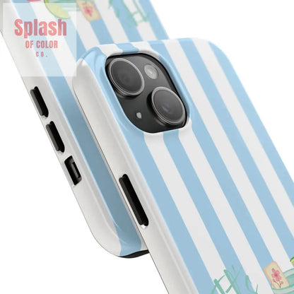 Mahjong Phone Case, Funny It's Kong O' Clock Somewhere, Blue White Preppy Style - Splash of Color co.
