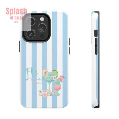 Mahjong Phone Case, Funny It's Kong O' Clock Somewhere, Blue White Preppy Style - Splash of Color co.