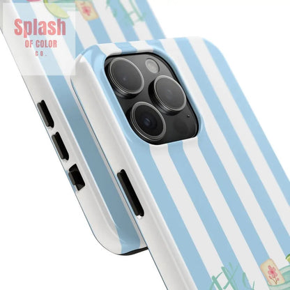Mahjong Phone Case, Funny It's Kong O' Clock Somewhere, Blue White Preppy Style - Splash of Color co.