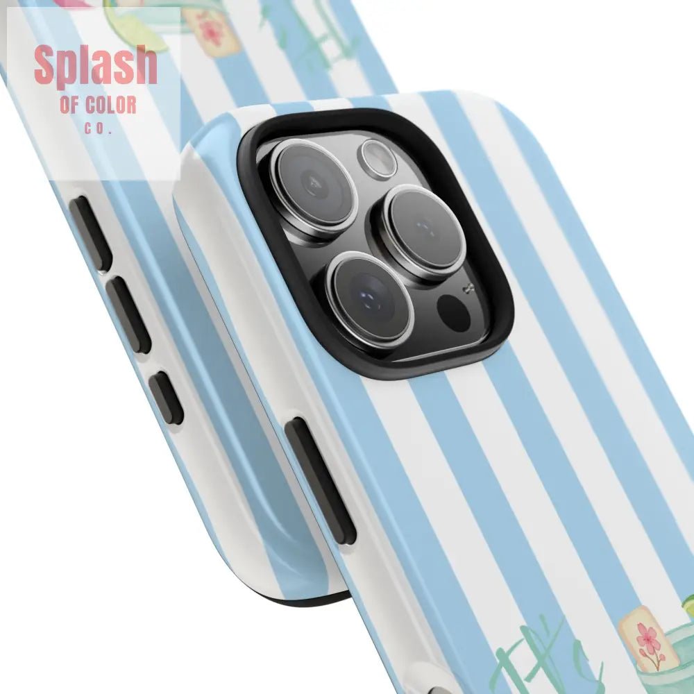 Mahjong Phone Case, Funny It's Kong O' Clock Somewhere, Blue White Preppy Style - Splash of Color co.