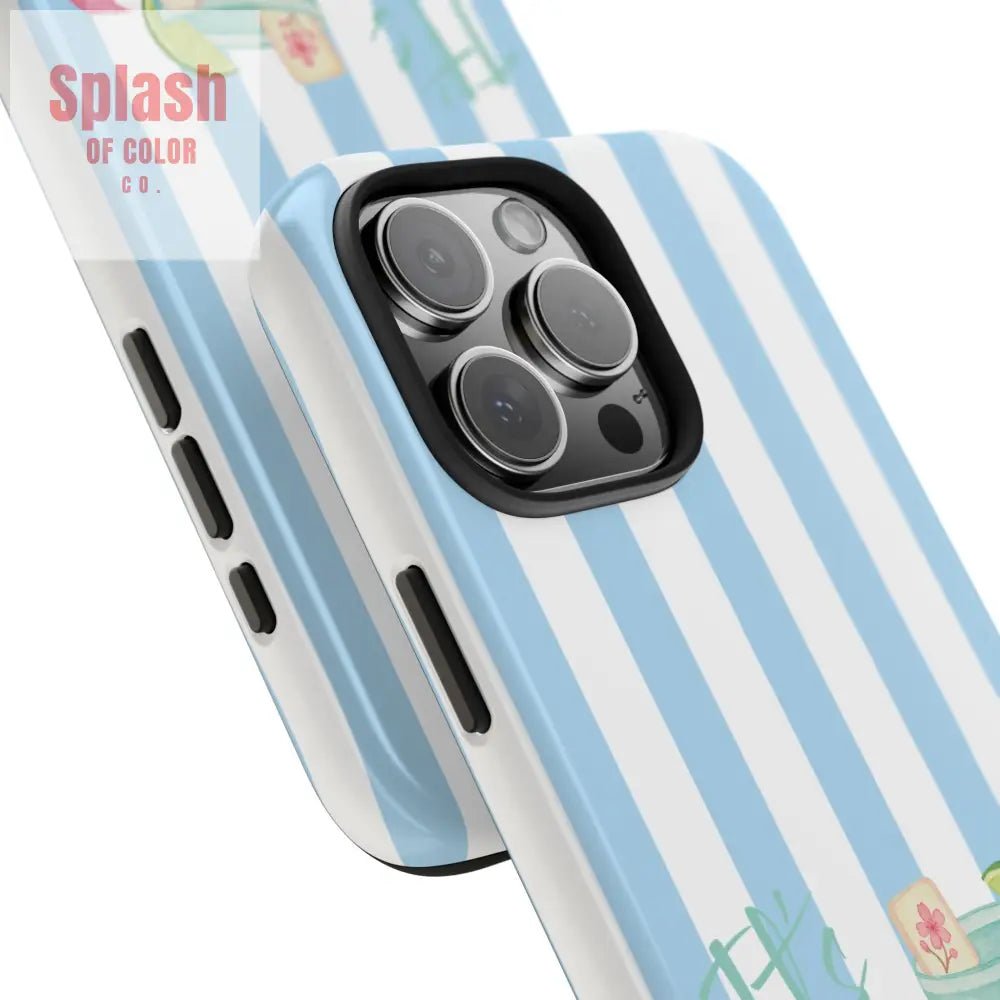 Mahjong Phone Case Funny It’s Kong O’ Clock Somewhere Blue White Preppy Style Phone Case