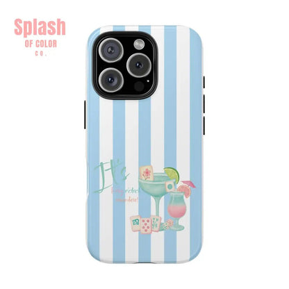 Mahjong Phone Case Funny It’s Kong O’ Clock Somewhere Blue White Preppy Style iPhone 16 Pro Phone Case