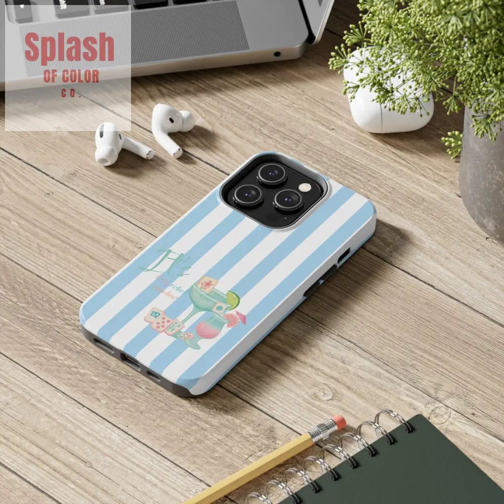 Mahjong Phone Case Funny It’s Kong O’ Clock Somewhere Blue White Preppy Style Phone Case