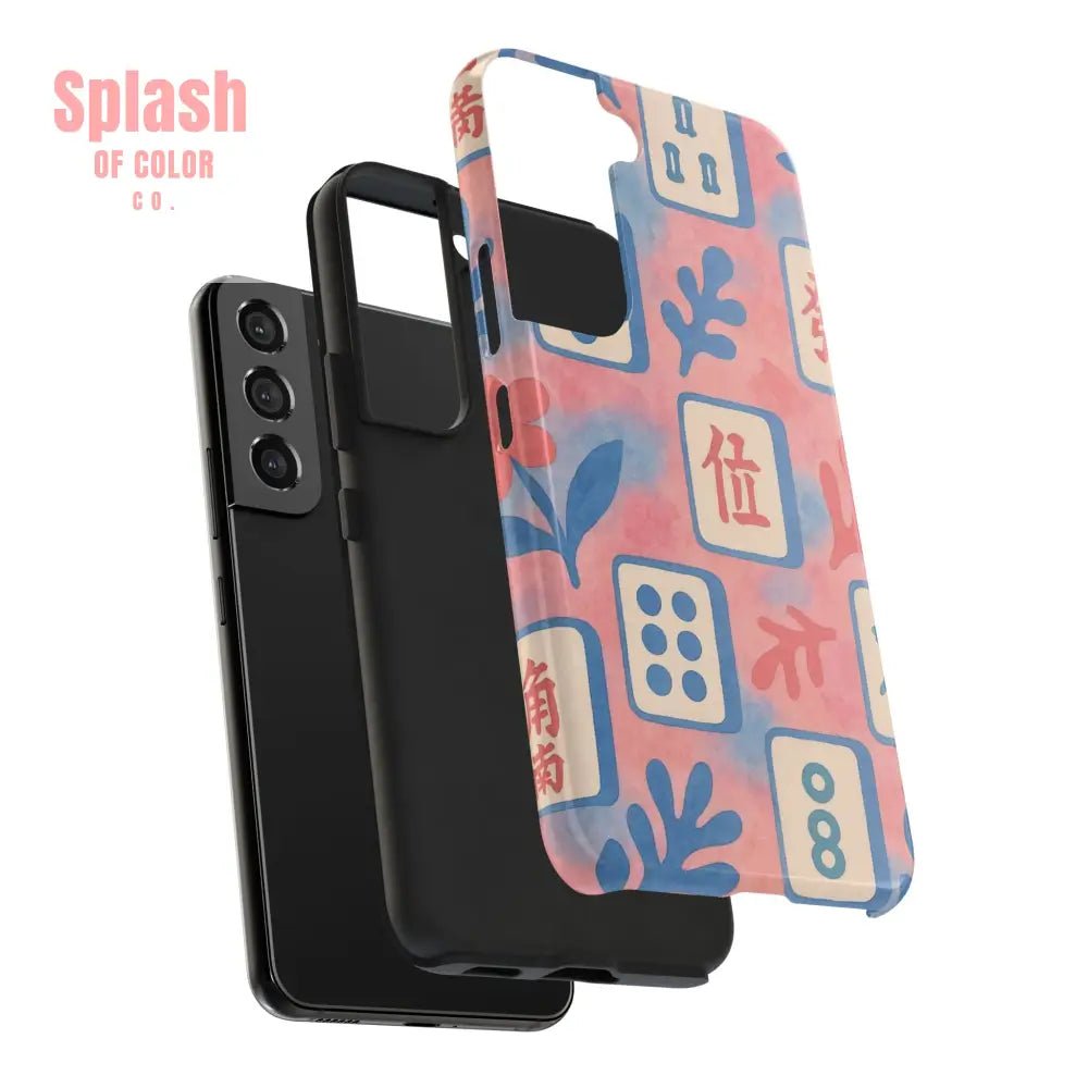 Mahjong Phone Case, Pink Pastel Blue Mahj Lover Mahjong Tile Phone Case Mahjong Phone Case, Pink Pastel Blue Mahj Lover Mahjong Tile Phone Case