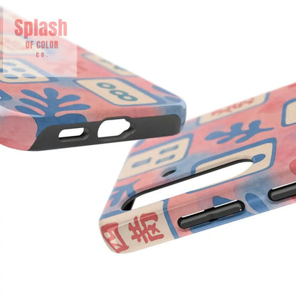 Mahjong Phone Case, Pink Pastel Blue Mahj Lover Mahjong Tile Phone Case - Splash of Color co.