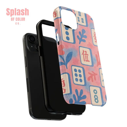 Mahjong Phone Case Pink Pastel Blue Mahj Lover Mahjong Tile Phone Case Phone Case