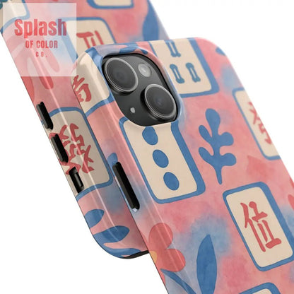 Mahjong Phone Case Pink Pastel Blue Mahj Lover Mahjong Tile Phone Case Phone Case