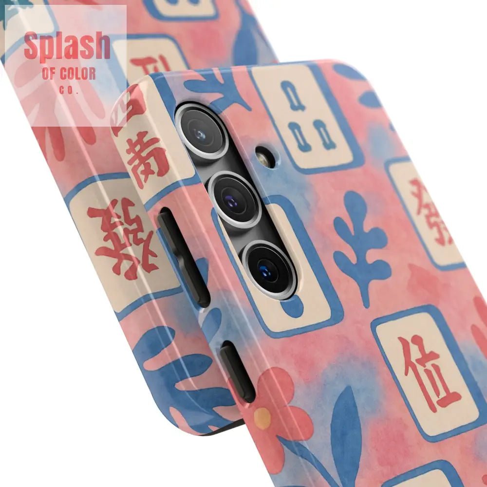 Mahjong Phone Case, Pink Pastel Blue Mahj Lover Mahjong Tile Phone Case Mahjong Phone Case, Pink Pastel Blue Mahj Lover Mahjong Tile Phone Case