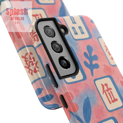 Mahjong Phone Case, Pink Pastel Blue Mahj Lover Mahjong Tile Phone Case - Splash of Color co.