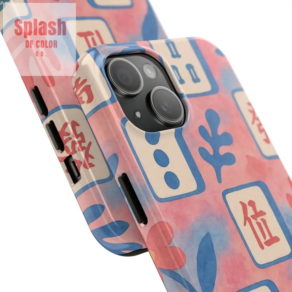 Mahjong Phone Case Pink Pastel Blue Mahj Lover Mahjong Tile Phone Case Phone Case