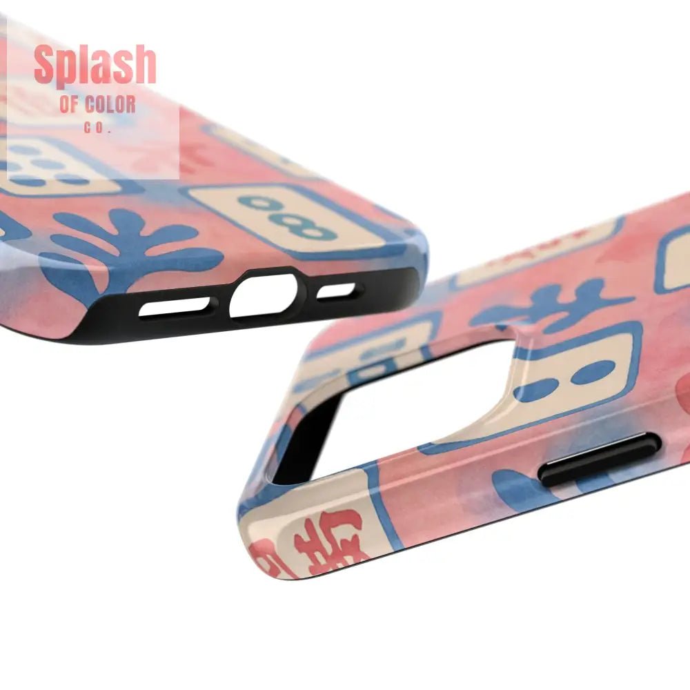 Mahjong Phone Case, Pink Pastel Blue Mahj Lover Mahjong Tile Phone Case Mahjong Phone Case, Pink Pastel Blue Mahj Lover Mahjong Tile Phone Case