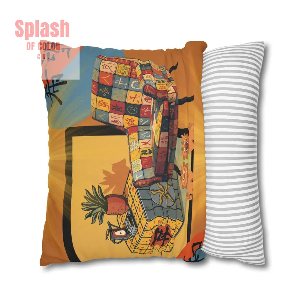 Mahjong Pillow Cover Cozy Sierra Sunset Glow Vibrant Decorative Pillowcase for Cozy Home Decor Home Decor