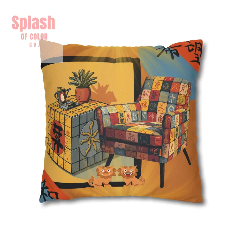 Mahjong Pillow Cover Cozy Sierra Sunset Glow Vibrant Decorative Pillowcase for Cozy Home Decor Home Decor