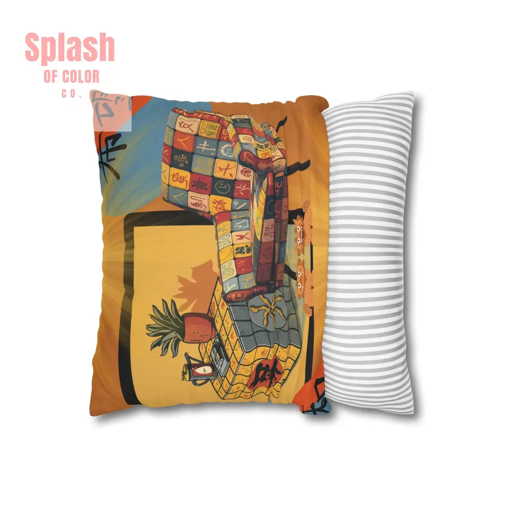Mahjong Pillow Cover Cozy Sierra Sunset Glow Vibrant Decorative Pillowcase for Cozy Home Decor Home Decor