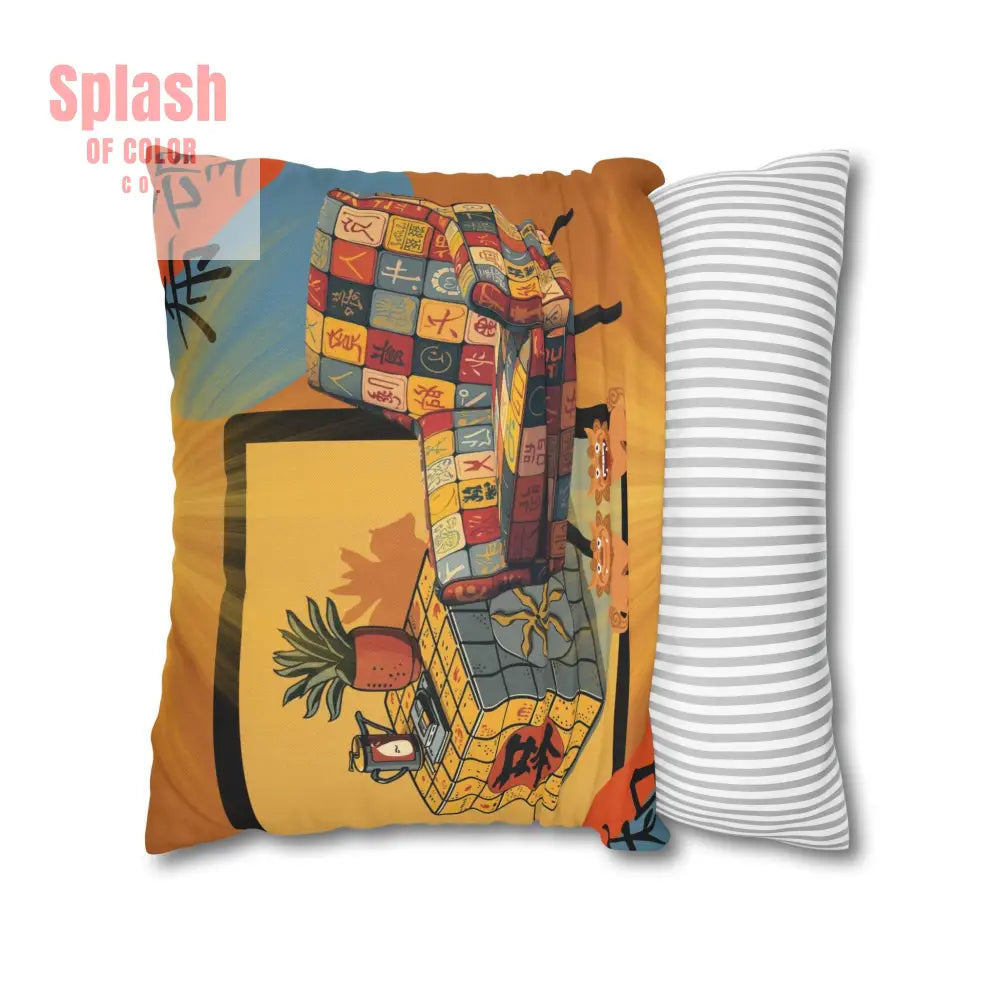 Mahjong Pillow Cover Cozy Sierra Sunset Glow Vibrant Decorative Pillowcase for Cozy Home Decor Home Decor