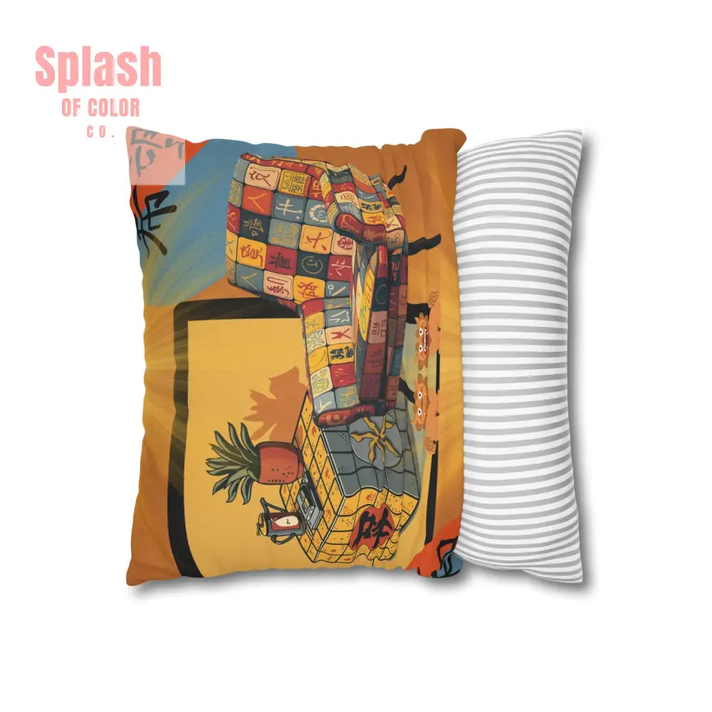 Mahjong Pillow Cover Cozy Sierra Sunset Glow Vibrant Decorative Pillowcase for Cozy Home Decor Home Decor