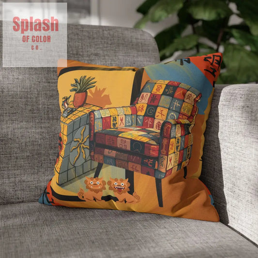 Mahjong Pillow Cover Cozy Sierra Sunset Glow Vibrant Decorative Pillowcase for Cozy Home Decor Home Decor
