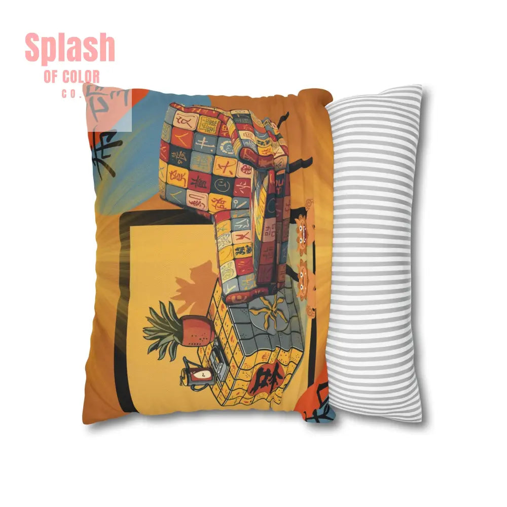 Mahjong Pillow Cover Cozy Sierra Sunset Glow Vibrant Decorative Pillowcase for Cozy Home Decor Home Decor