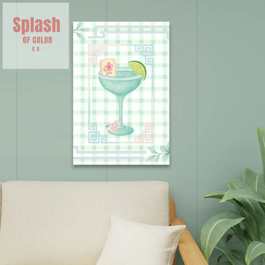 Mahjong Preppy Wall Art Green Pink Pastel Canvas Art - 24’’x36’’ - Wall Art
