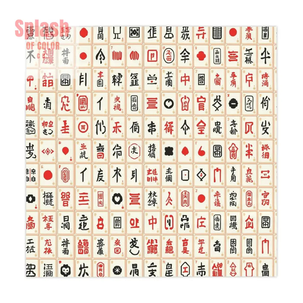 Mahjong Print Tablecloth Asian Decor Dining Table Cover - One size / White - Home Decor