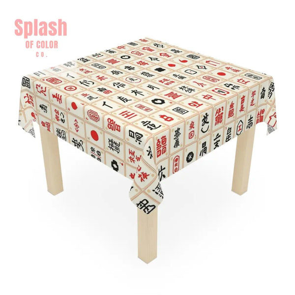 Mahjong Print Tablecloth, Asian Decor, Dining Table Cover - Splash of Color co.