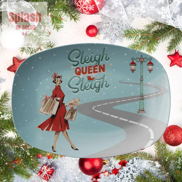 Mahjong Queen Christmas Holiday Hosting Platter Funny Mahj Gift Kitchenware