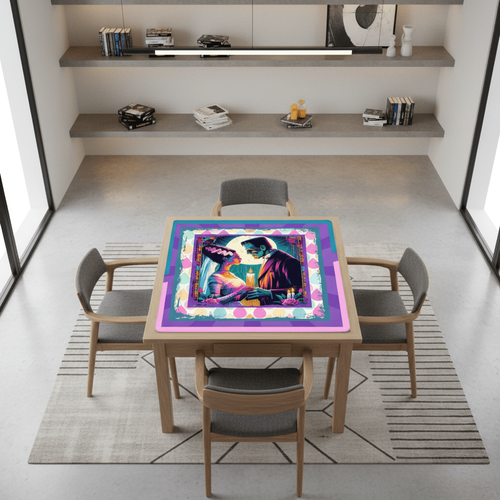 Sci - Fi Frankenstein And Bride Mahjong Mat - Splash of Color Co.