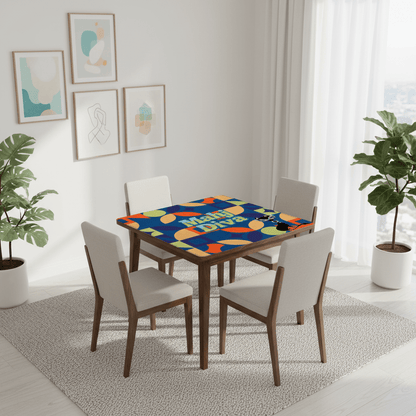 Funny Modern Mahjong Mat, Royal Blue Orange Green Yellow Mahj Diva Sophisticated Kitty - Splash of Color Co.