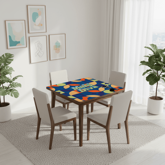 Funny Modern Mahjong Mat, Royal Blue Orange Green Yellow Mahj Diva Sophisticated Kitty - Splash of Color Co.