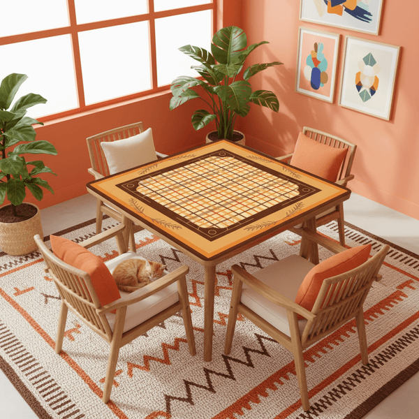 Mahjong Mat Plaid Brown Orange Yellow Mahj Game Mat - Splash of Color Co.