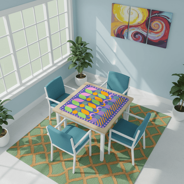 Palm Beach Style Modern Mahjong Mat, Preppy Pink Orange, Green Mahj Game Mat - Splash of Color Co.