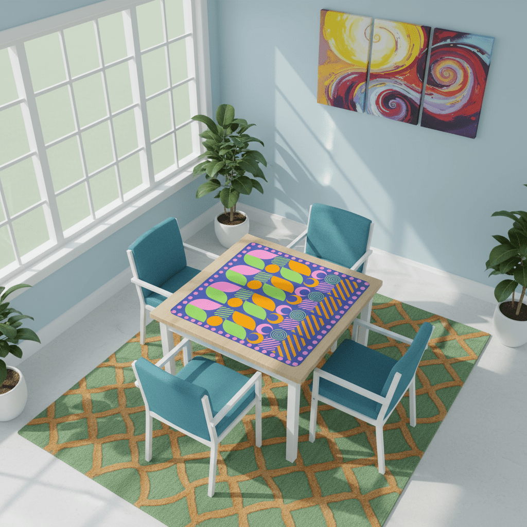 Palm Beach Style Modern Mahjong Mat, Preppy Pink Orange, Green Mahj Game Mat - Splash of Color Co.