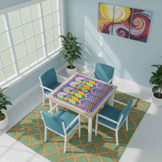 Palm Beach Style Modern Mahjong Mat, Preppy Pink Orange, Green Mahj Game Mat - Splash of Color Co.