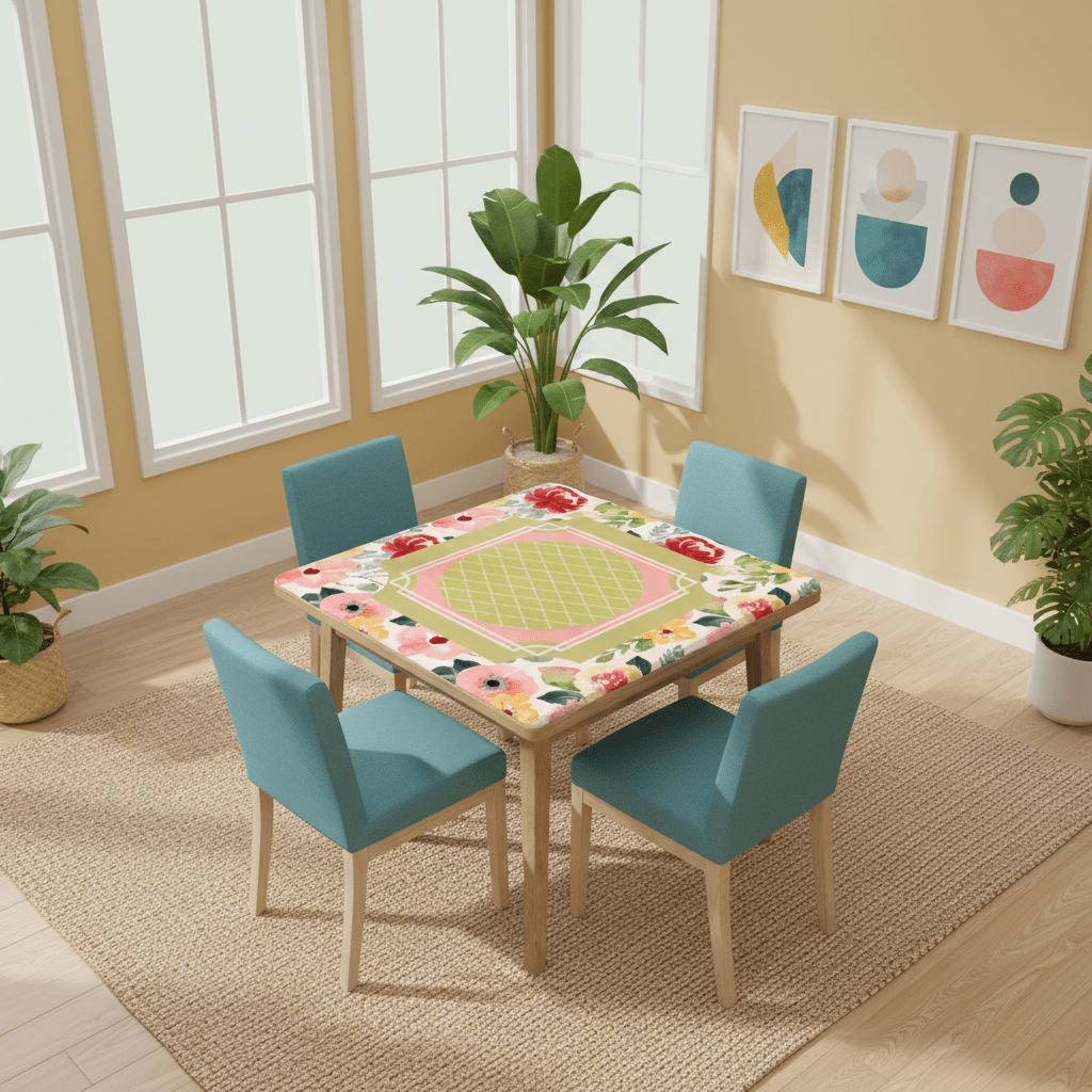 Mahjong Mat With Pretty Preppy Watercolor Flowers, Mahj Gamer Enthusiast Mat - Splash of Color Co.