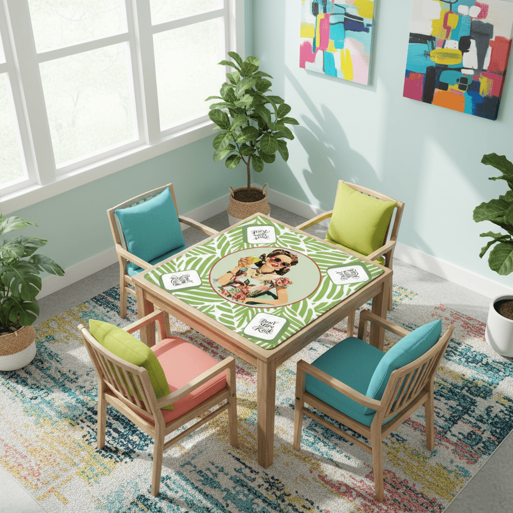 Funny Mahjong Game Mat, Don't Stare At My Rack Vintage Housewife, Hawaiin Style Mahj Lover Game Night Mat - Splash of Color Co.