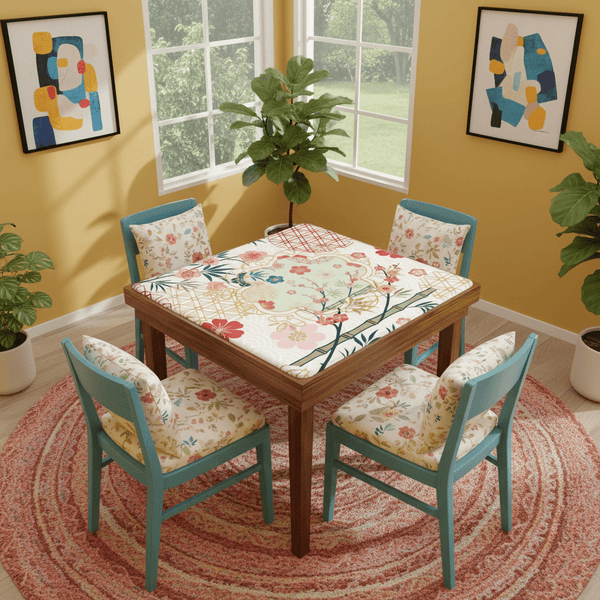 Mahjong Mat Cherry Blossom Asian Designed Floral Bamboo Mahj Game Mat - Splash of Color Co.